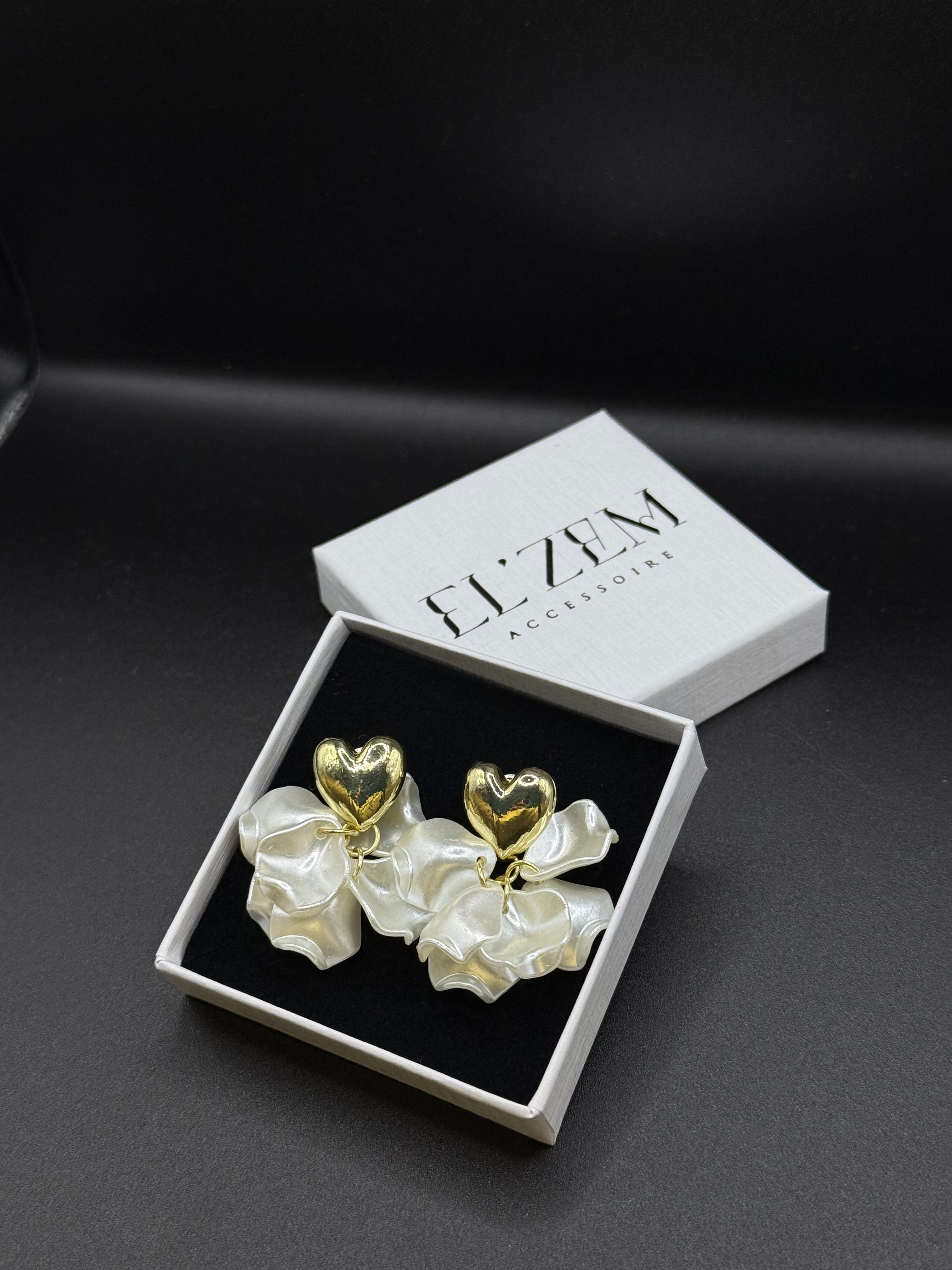 Pearl Heart Earrings | 18K Vergoldet