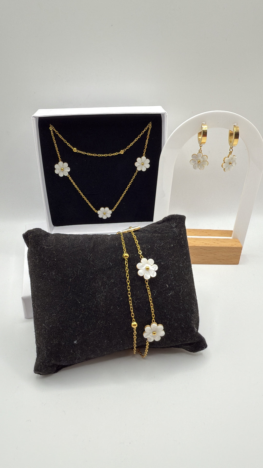 Beyaz Papatya - Set | 18K Vergoldet