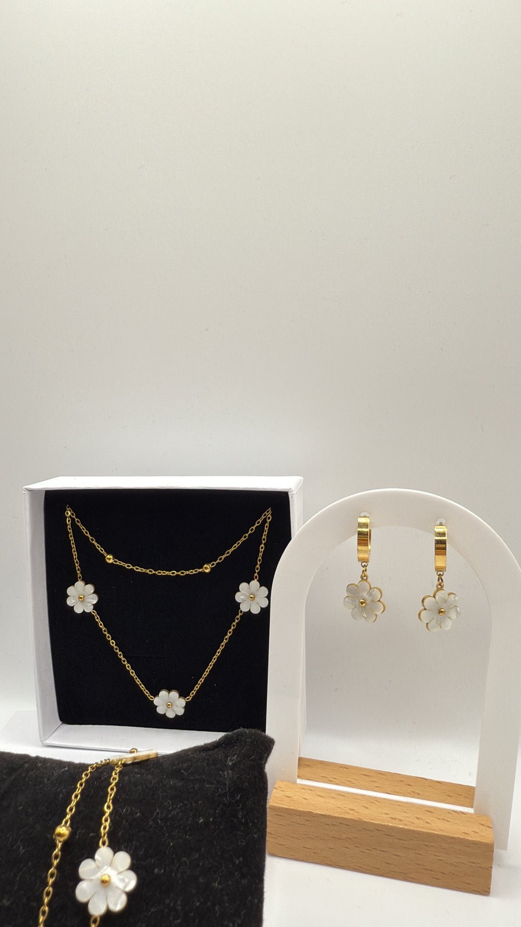 Beyaz Papatya - Set | 18K Vergoldet