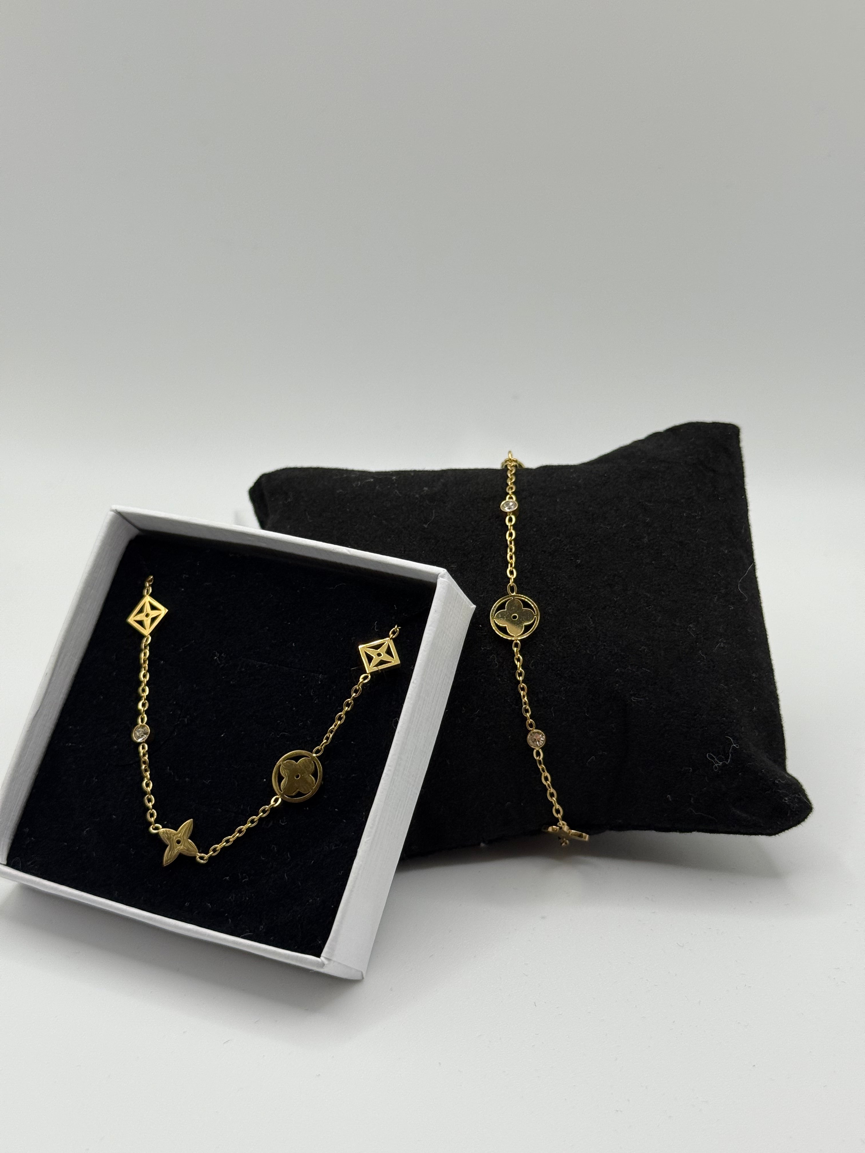 Fleur de Luxe Halskette & Armband Set | 18K Vergoldet