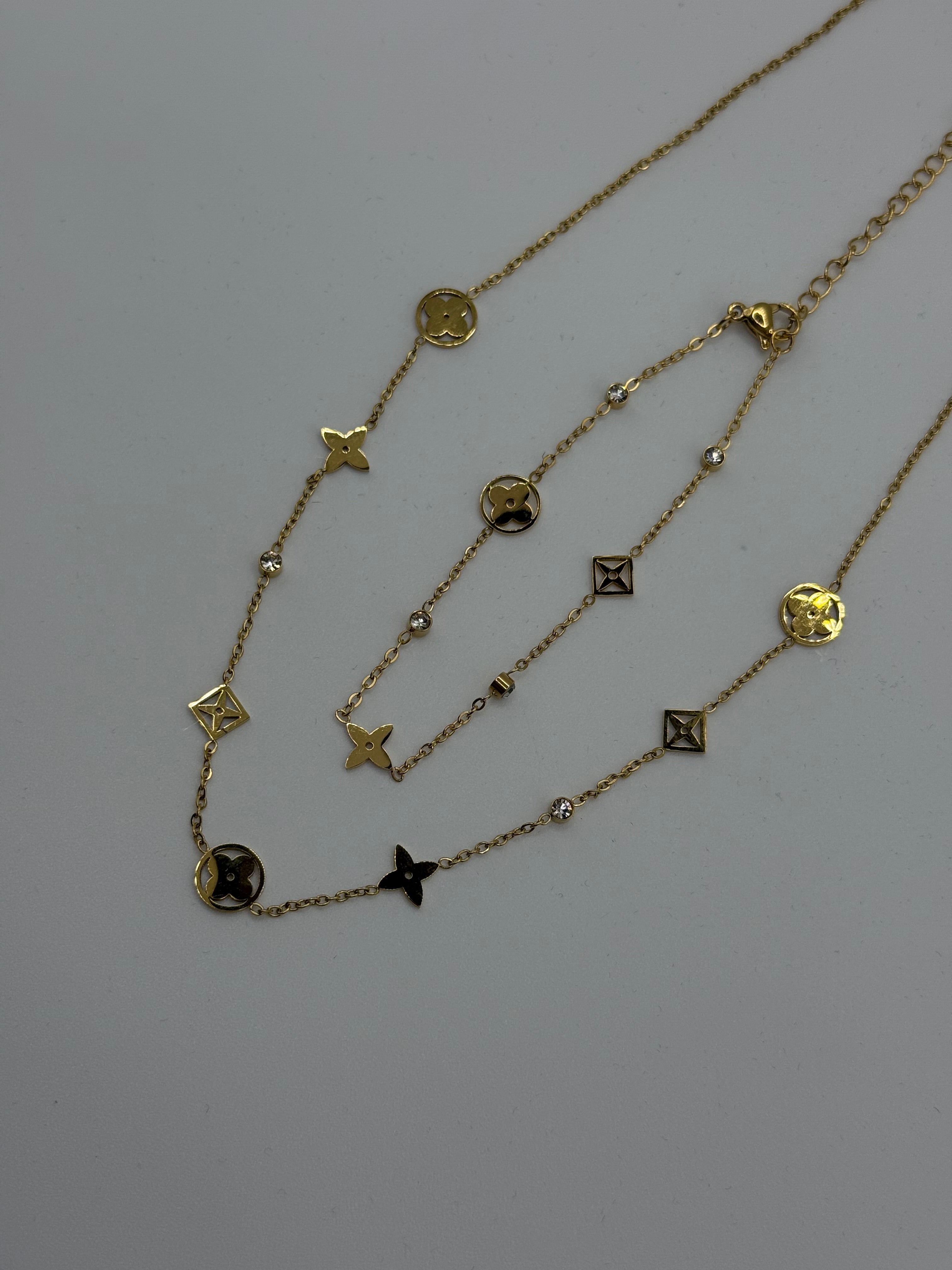 Fleur de Luxe Halskette & Armband Set | 18K Vergoldet