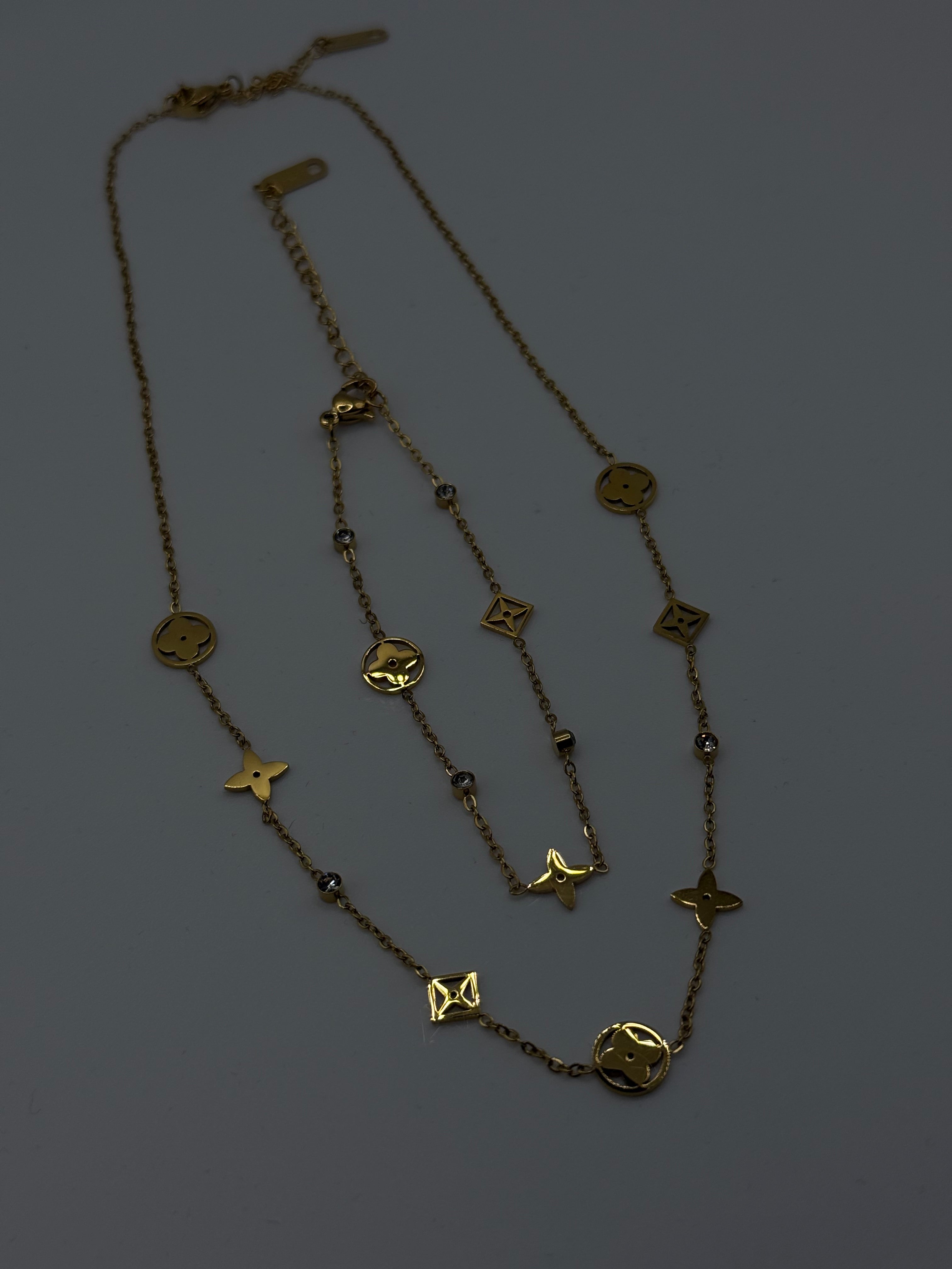 Fleur de Luxe Halskette & Armband Set | 18K Vergoldet